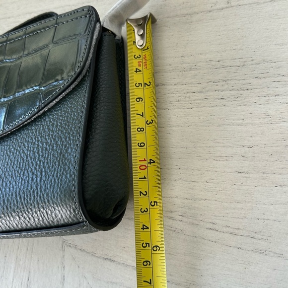 Coach Flap Clutch Black Pebble Crocodile Embossed & Snake Leather Wristlet - Picture 6 of 9